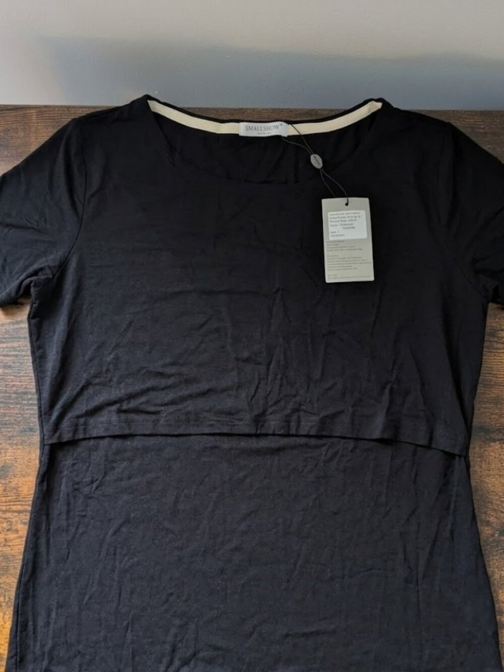 5/25$ NWT SMALLSHOW Black Nursing Maternity Double Layer Breastfeeding  Size L